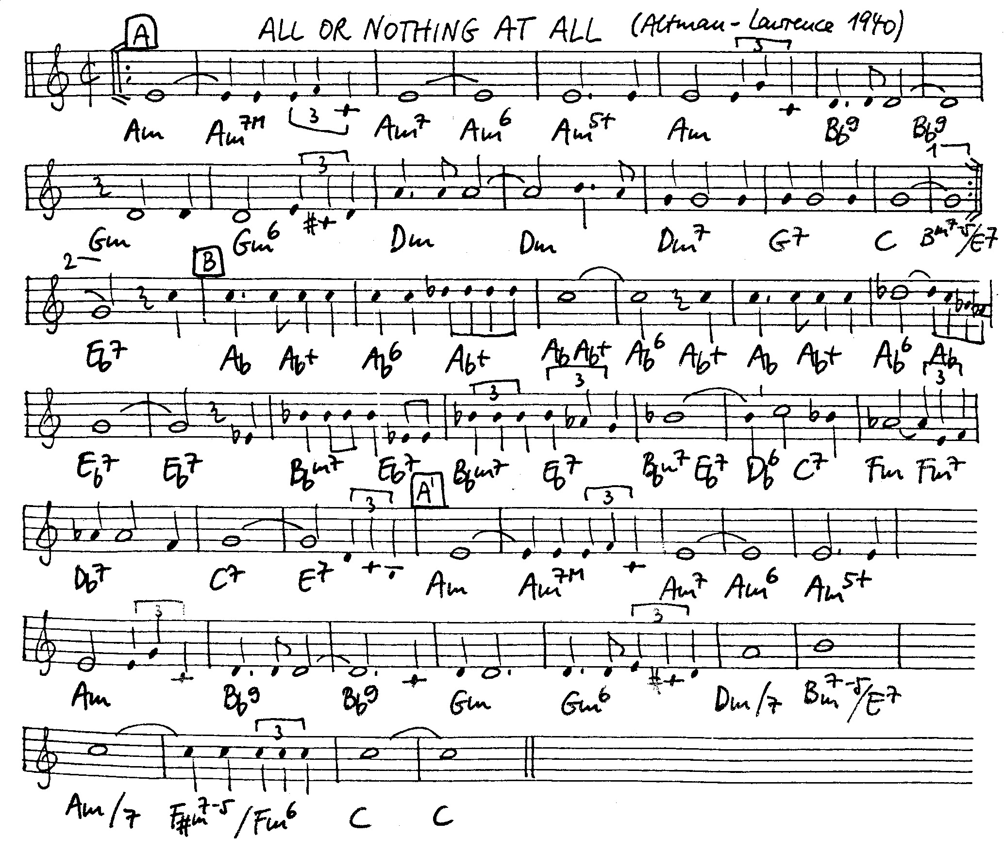 all or nothing at all leadsheet – book us for your next 20s or gatsby event